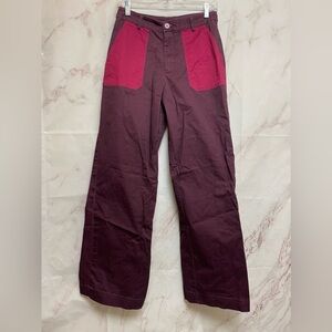 Women's Wide Leg Pants - Burgundy and Red